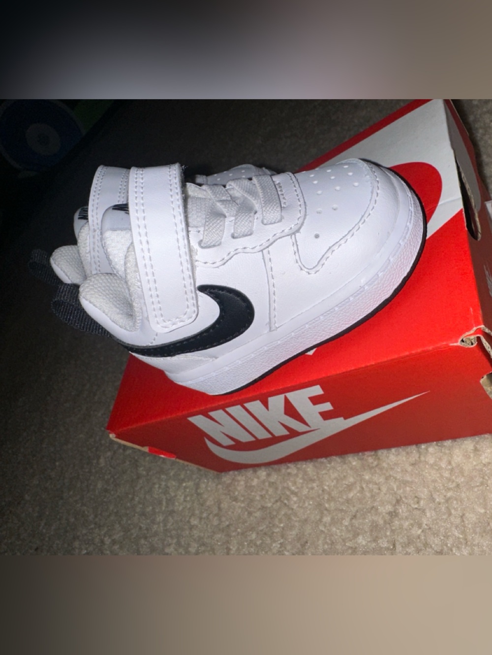 Nike White and Black Toddler Velcro Sneaker